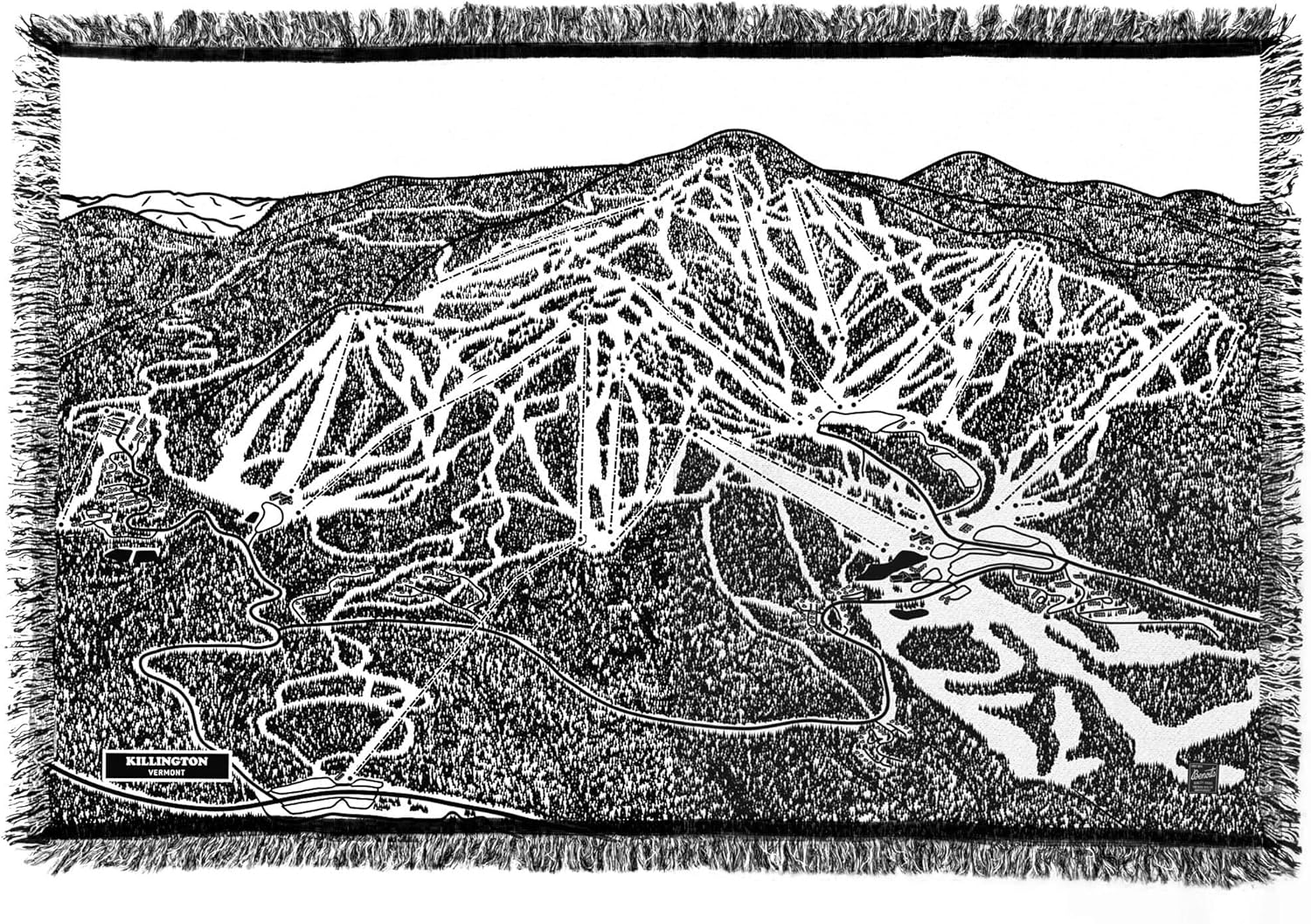Killington Mountain Vermont Ski Trail Map Blanket