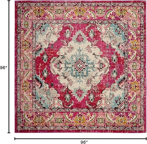 Miniatura 465 de Safavieh Tapete de área grande, colección Monaco, 11 pies x 15 pies, azul marino y celeste, diseño desgastado de medallón, no desprende pelusa