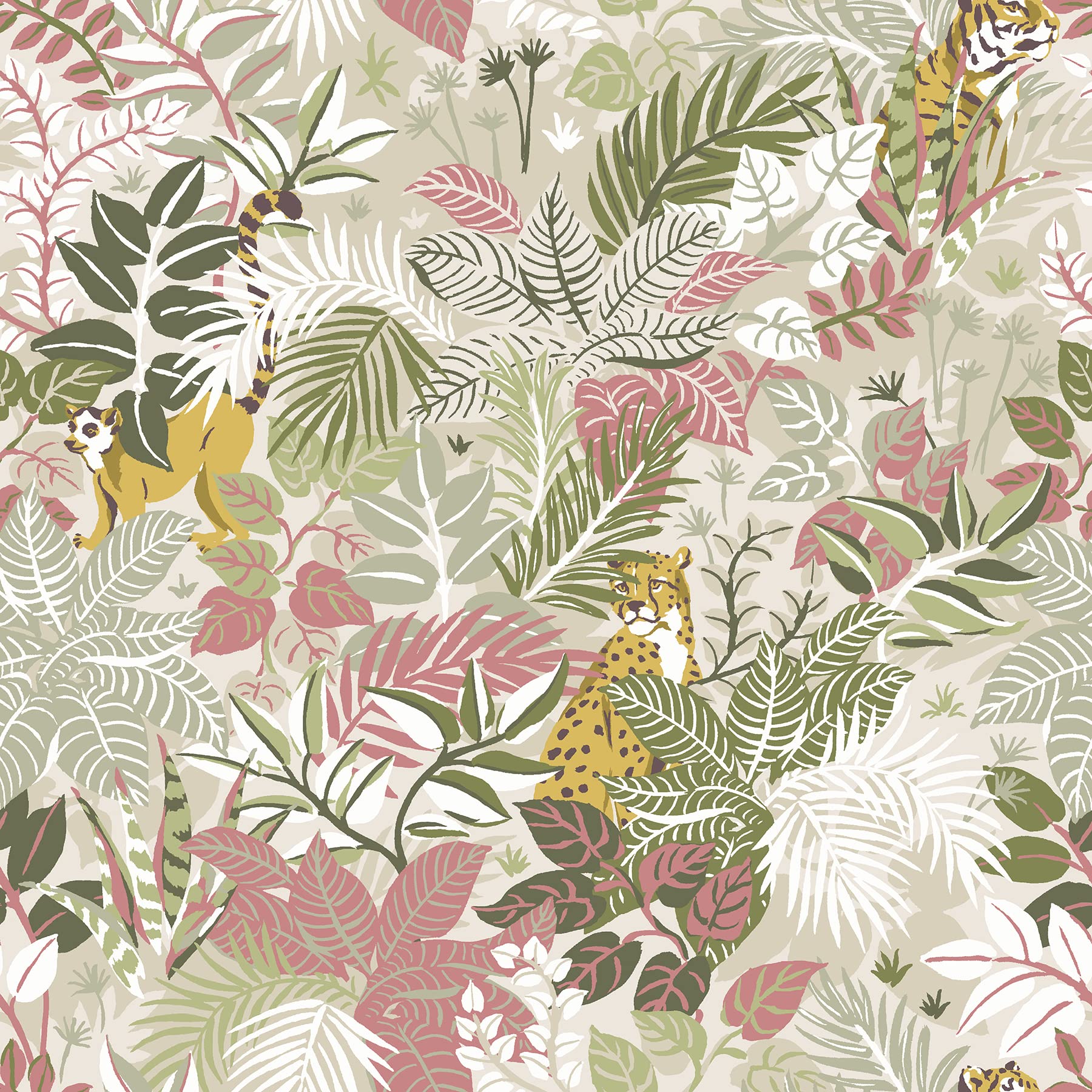 PrintFreshPFS4815: Sand Tropical Oasis Peel & Stick Wallpaper, Multi
