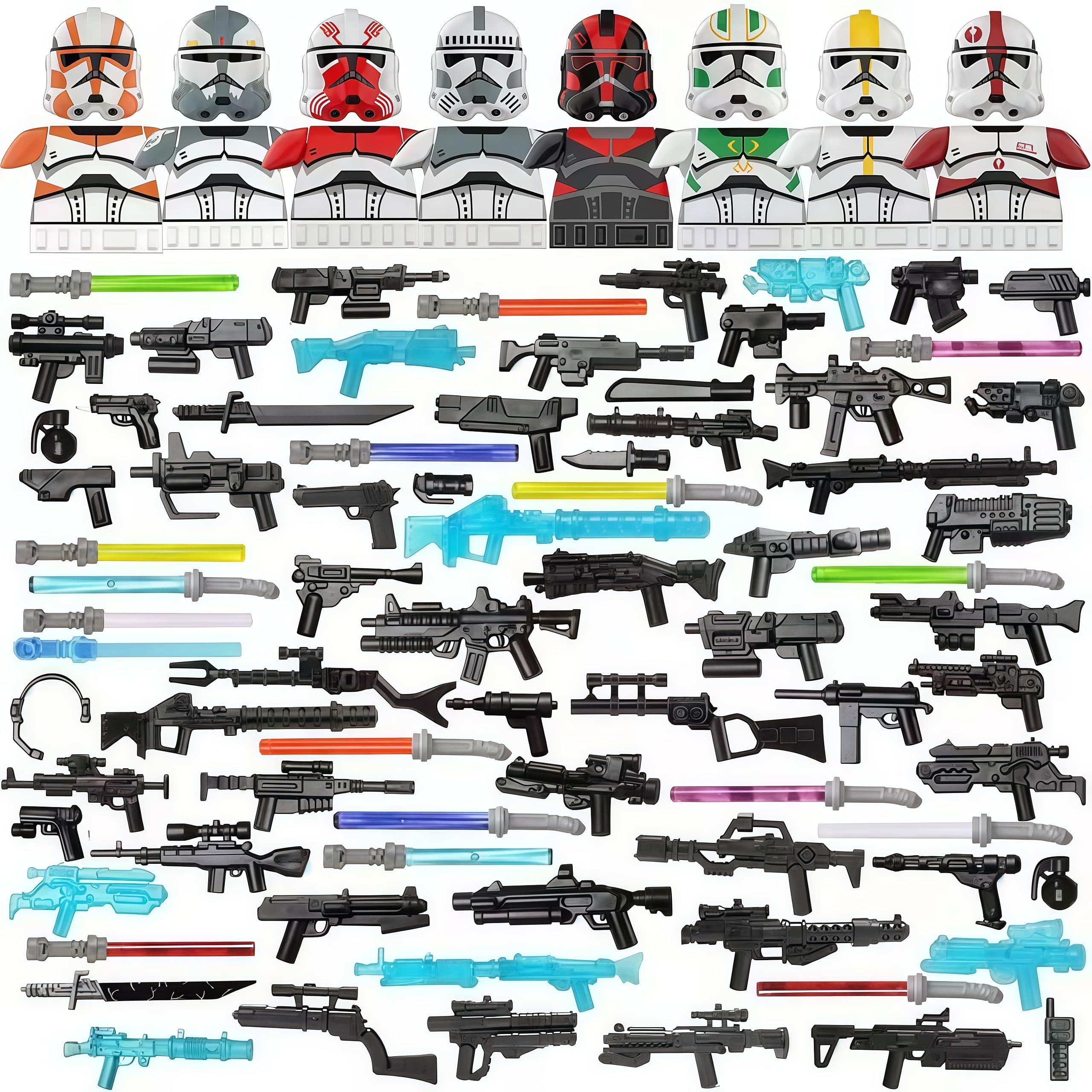 Military Minifigures Weapon Armor Kit for Star War Army Weapons and Accessories Set Compatile with Major Block Brands - 81pcs