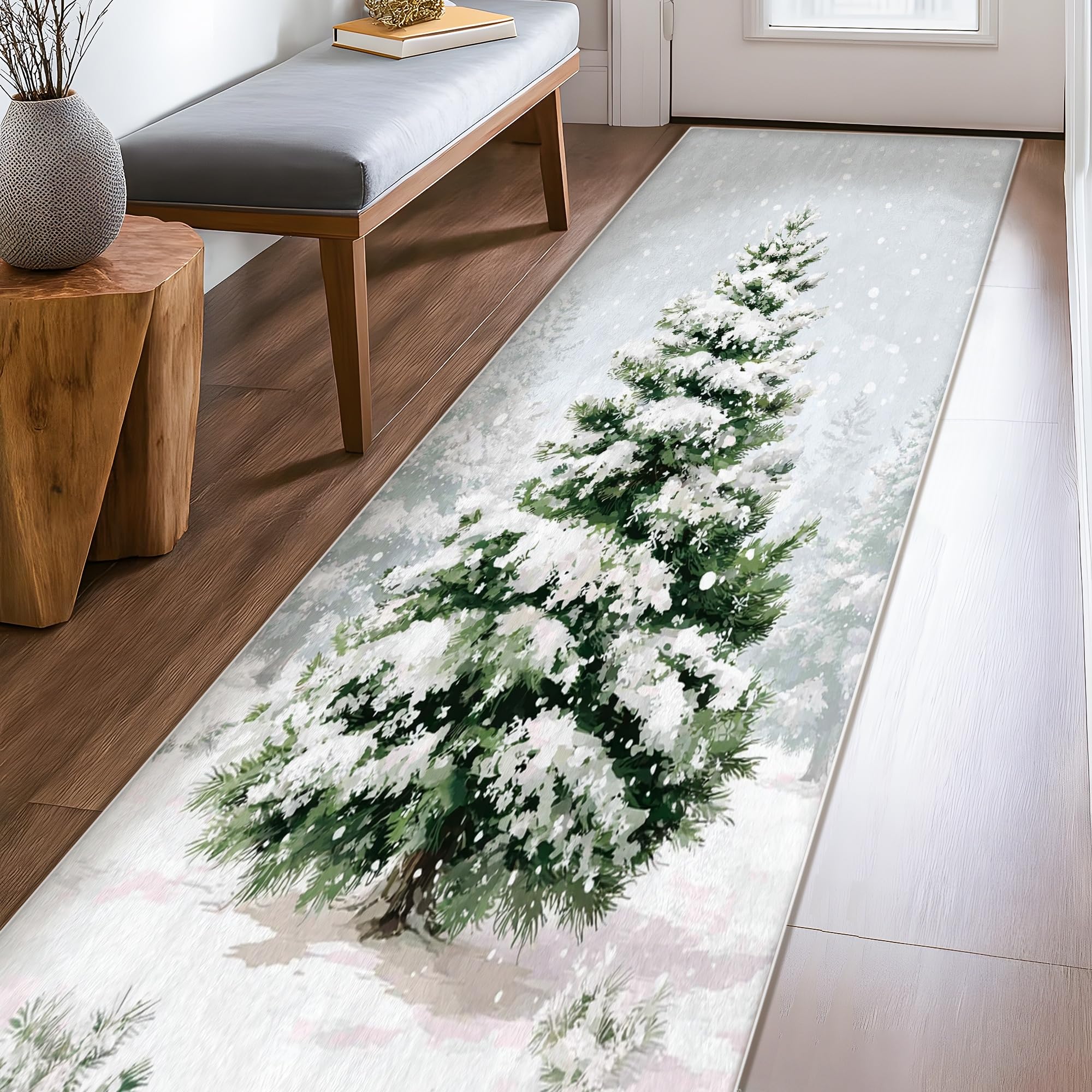 Tapis de couloir Noël anti-poussière 0,6x2,4m pour protéger et décorer vos couloirs