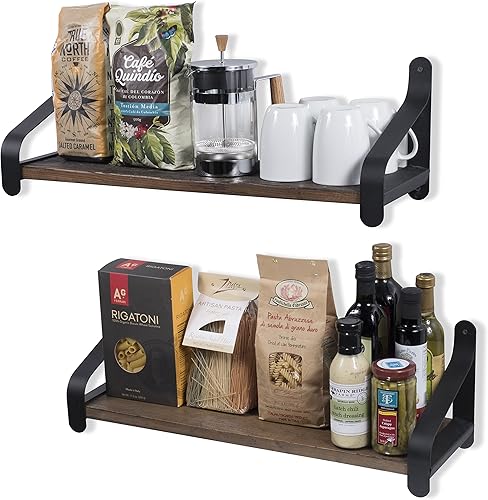 Miniatura 1 de Rustic State Rustico - Estantería flotante de pared de 24 pulgadas con soportes de hierro, estante industrial flotante de madera maciza recuperada