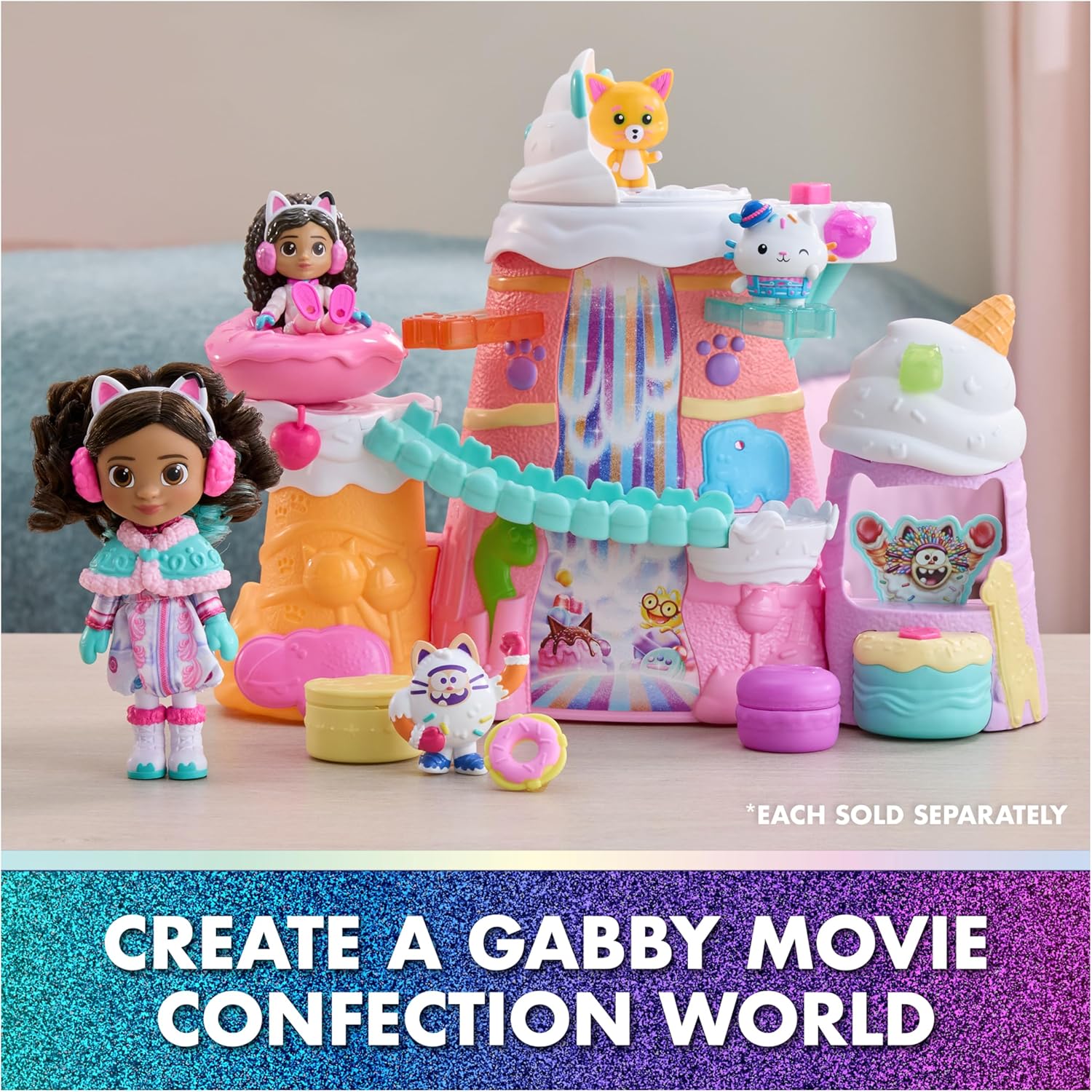 Gabby's Dollhouse: The Movie - Icing Mountains Playset, 12-Piece Playset with Gabby Figure, Leopold & Dollhouse Accessories, for Children Aged 3 and Up