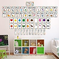 Vista 6 de D-FantiX Juego de 58 tablones de anuncios del alfabeto y números, tarjetas educativas de manuscritos para preescolar, números del alfabeto