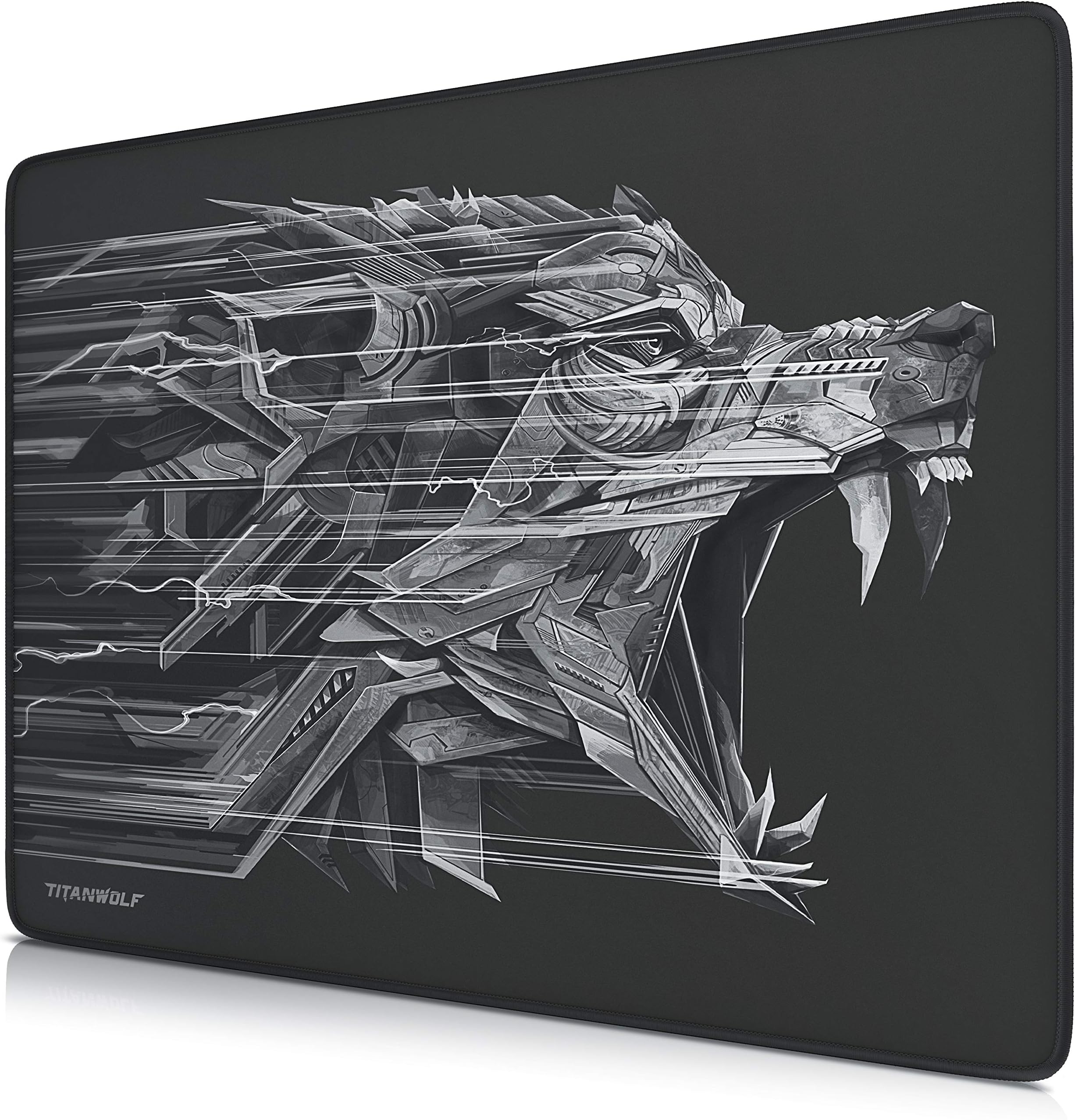XL Speed Gaming Mouse Pad - Mouse Mat 440 x 350 x 3mm - XXL mousepad - table mat large size - improved precision and speed - rubber base for stable grip on smooth surfaces - Design Wolf