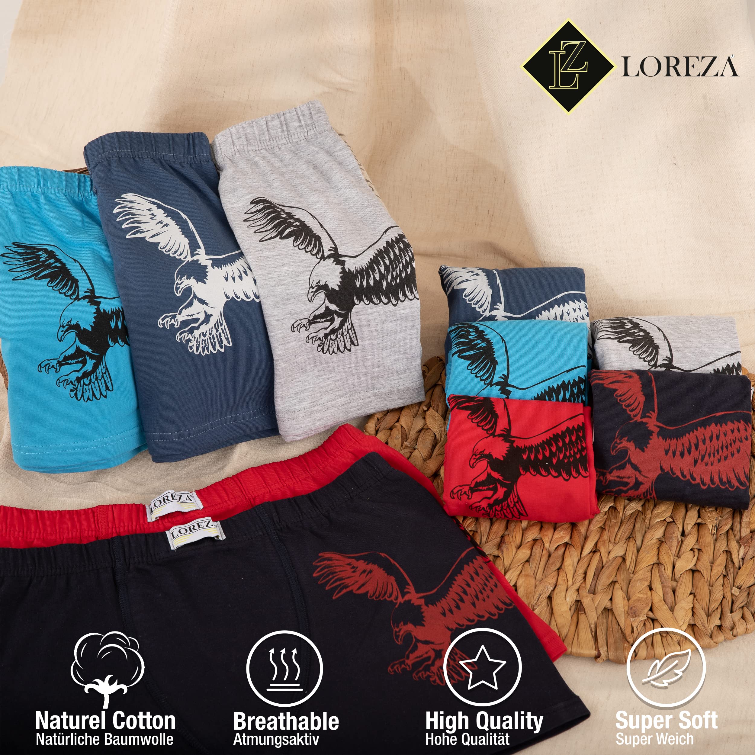 LOREZA ® 10 Calzoncillos bóxer Algodón para niño Ropa Interior Tallas de 2 a 15 años