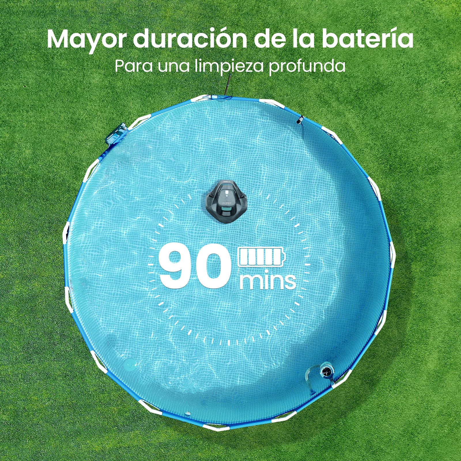 AIPER Robot Aspirador Piscina Seagull SE, Limpiafondos Piscina Sin Cable con Indicador LED, Estacionamiento Automático, Robot Piscina para Piscinas Planas sobre el Suelo de hasta 80 m²