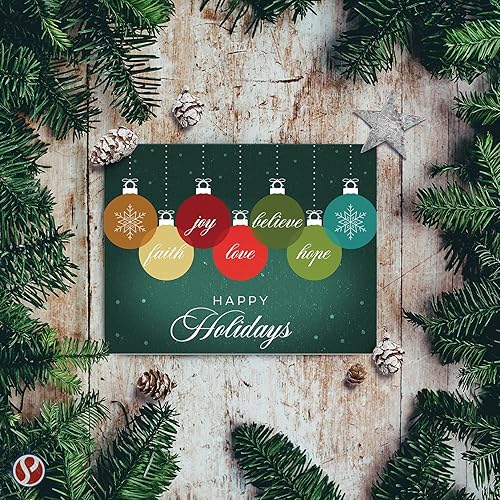 Miniatura 4 de Felices Fiestas 2024 amor, fe, esperanza, alegría, cree elegante rojo y verde para Navidad, saludos de Año Nuevo y vacaciones, invitaciones y