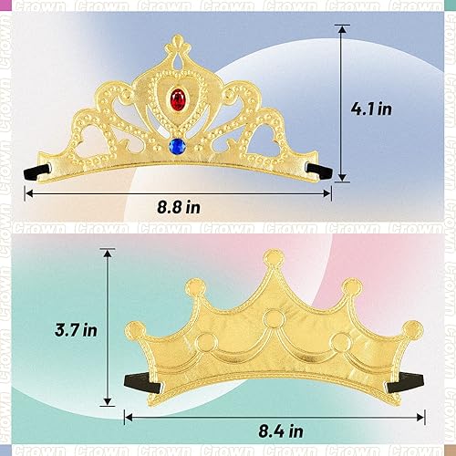 Miniatura 2 de Epakh Juego de 27 coronas de fiesta de princesa, 16 piezas de coronas de princesa con 11 calcomanías de diamante, suministros de fiesta de princesa
