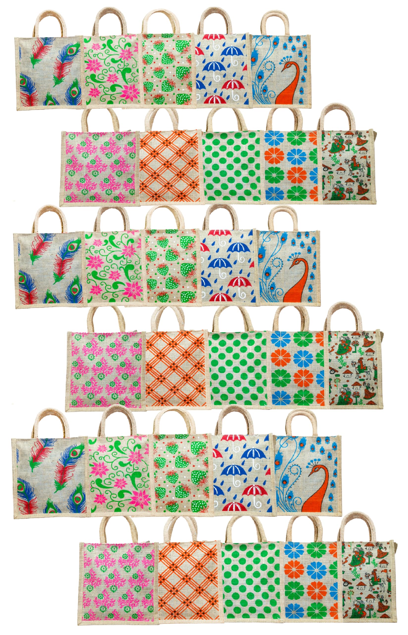 Anumala® Eco-Friendly Jute Bags with Zipper| Organic Tote Bags Elegantly Printed for Return Gifts, Office, Grocery, Picnic, Tiffin, Shopping, Wedding Return Gifts| Size-11x5x10 inches (Pack of 35)
