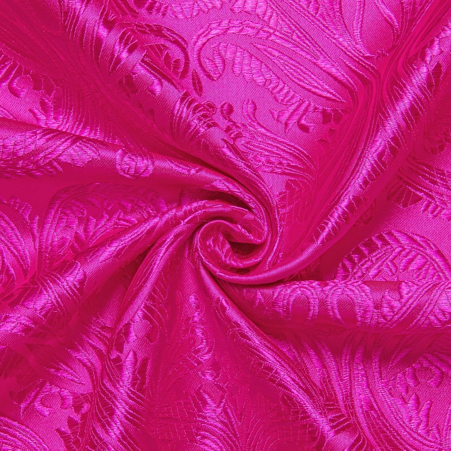 DiBanGu Silk Mens Dress Shirts,Woven Paisley Long Sleeve Button Down Shirt for Men Casual Regular Fit Shirts Wedding Party,Solid Hot Pink Paisley, 3X-Large