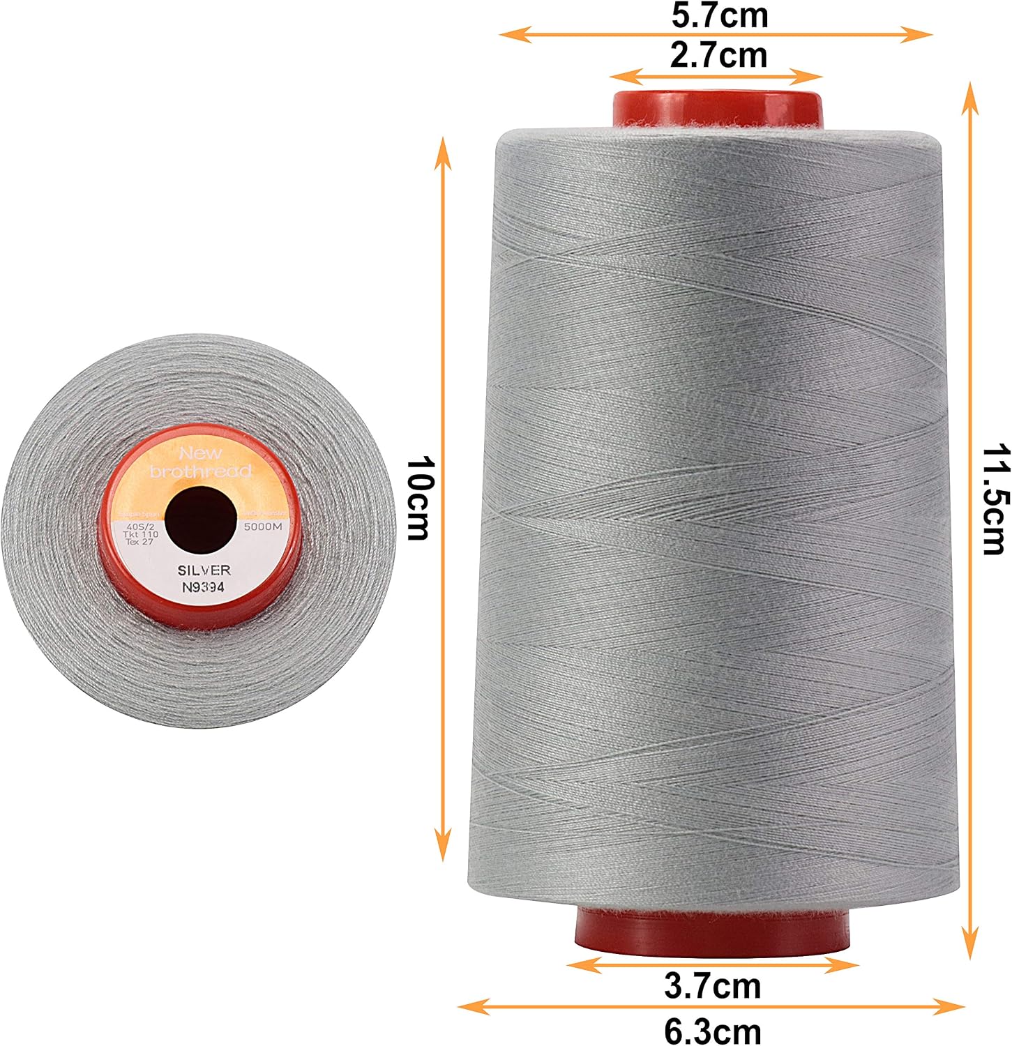 New brothread, 28 Options, 4 Large Cones of 5000M Each All Purpose Polyester Sewing Thread 40S/2 (Tex27) for Sewing Quilting - Image 3