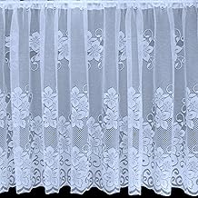 kellyuk 7 Metres Wide x 36" (91cm) Drop - Madelynn Floral Budget Quality Slot Top White Lace Net Curtain