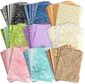 108 Sheets Unique Textured Scrapbook Paper and Mesh Fabric Assorted Set - 9 Mixed Neutral Color Decorative Paper for Scrapbooking Junk Journaling Supplies Media Collage Card Decoupage A6 5.5x3.9 Inch