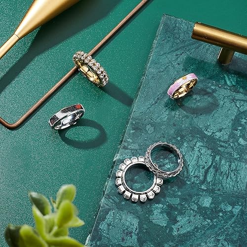 Miniatura 5 de UNICRAFTALE Anillo de dedo ranurado de acero inoxidable, núcleo de metal en blanco, anillos en blanco de metal ancho redondo DIY anillo de dedo