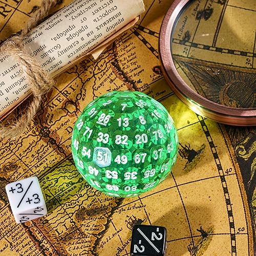 Miniatura 3 de Dados D100 mejorados, dados poliédricos individuales de 100 caras D100 D100 de 1.776 pulgadas, dados de juego D&D D100, cubo de 100 lados con bolsa