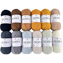 Yarn for Crocheting and Knitting 12 * 1.76 Oz 50G /195yd, Fine/Fingering Weight 1, 60% Cotton 40% Acrylic Soft Yarn kit for Making Sweater and amigurumi Morandi