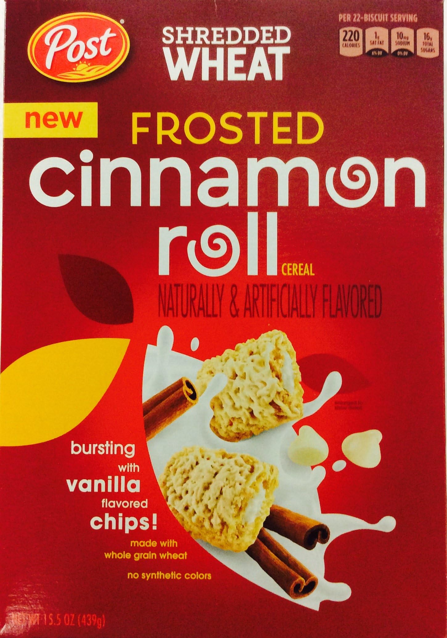 Post Shredded Wheat Frosted Cinnamon Roll Cereal 15.5 oz (pack of 2)