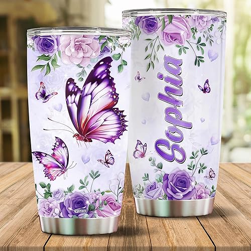Miniatura 2 de WONWIX Regalos personalizados de lobos, regalo de lobos para mujeres, amantes de las niñas, taza de café, tazas de viaje, vaso térmico de acero