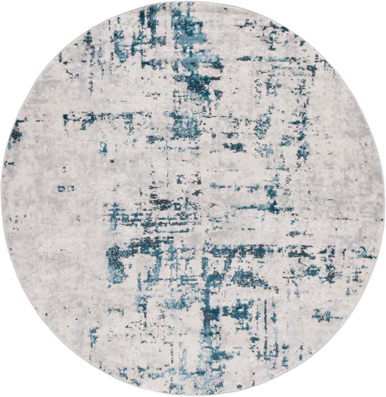 SAFAVIEH Shivan Collection Area Rug - 6'7" Round, Grey & Red, Geometric Design, Ideal for High Traffic Areas in Living Room, Bedroom & Dining Room (SHV723P-7R)