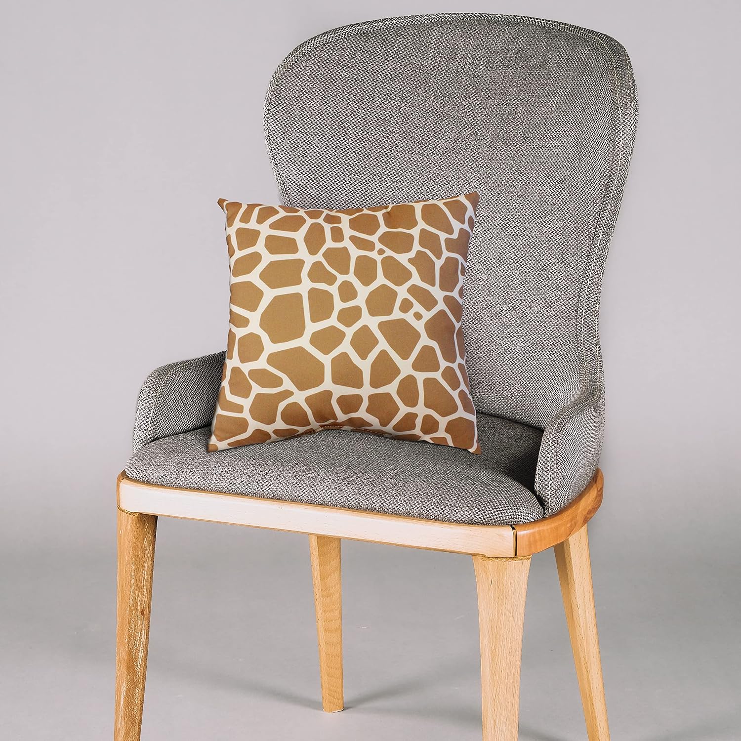 College Covers Animal Print Pillows Decorative Pillow, 16" X 16", Giraffe Light Brown