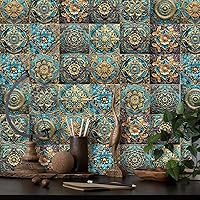 Vista 4 de Alwayspon Adhesivo para azulejos de pared moriscos, despegar y pegar, calcomanías de vinilo autoadhesivas para azulejos de cocina y baño, 6 x 6