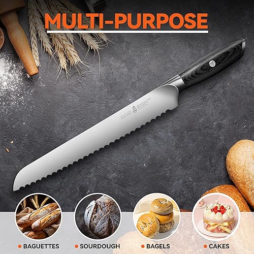 Vista 20 de TUO cuchillo de chef, cuchillo santoku, cuchillo de cocina, cuchillo para uso general, cuchillo para picar, juego de cuchillos