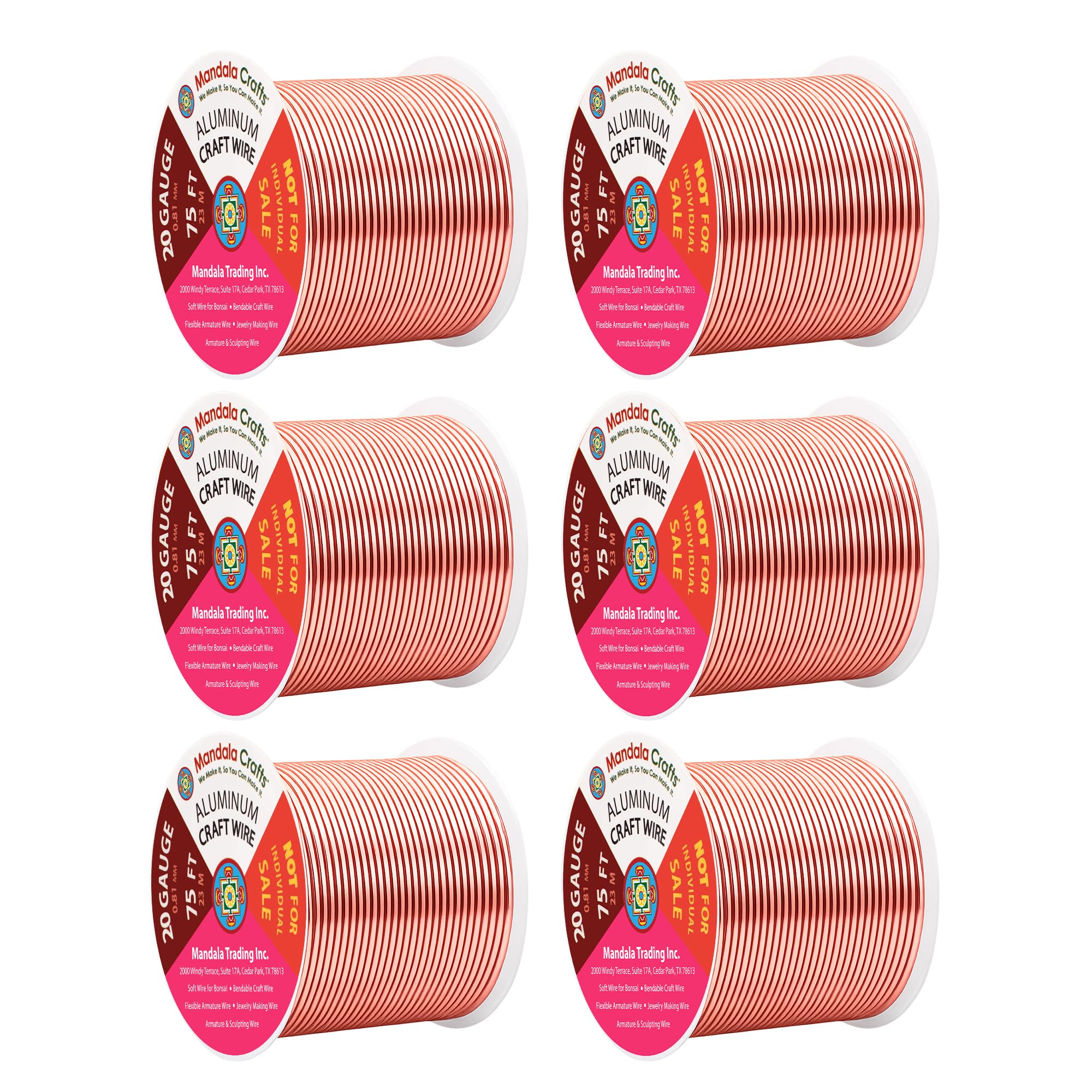 Mandala Crafts 20 Gauge Rose Gold Tone Combo Anodized Aluminum Craft Wire