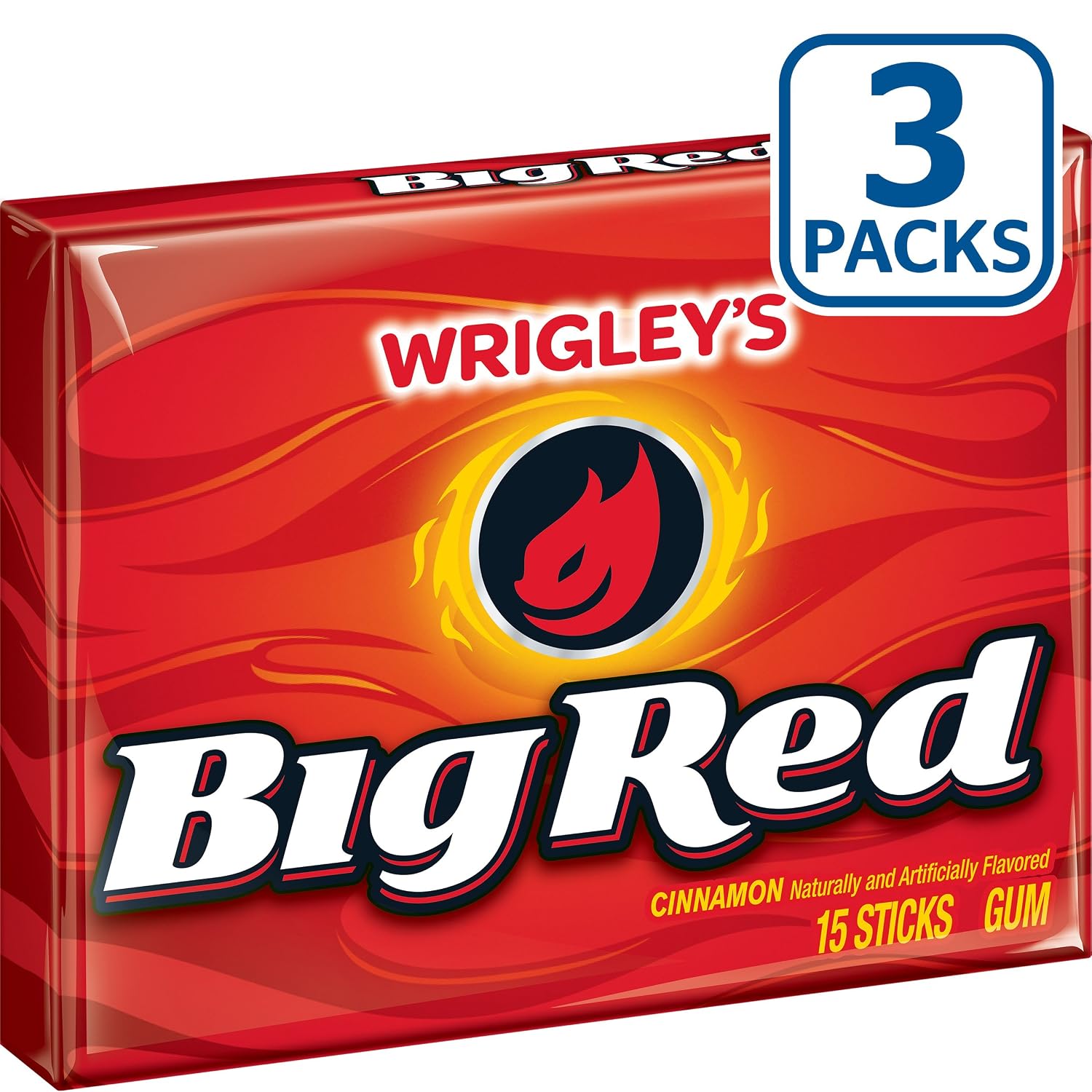 WRIGLEY'S BIG RED Cinnamon Chewing Gum, 15 pieces (3 Pack)