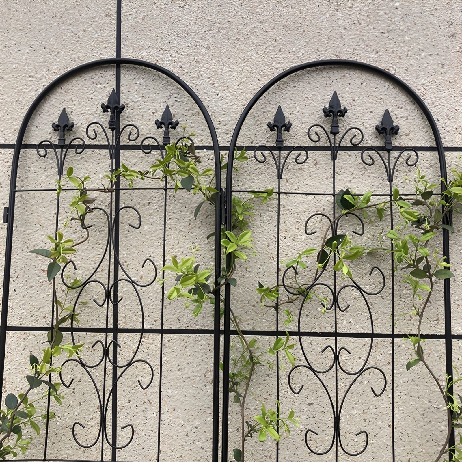 2 Pezzi Di Traliccio Da Giardino In Ferro Nero, Supporto Per Piante Rampicanti, Pannello Metallica Antiruggine, 220x50 Cm, Per Prato, Cortile, Patio
