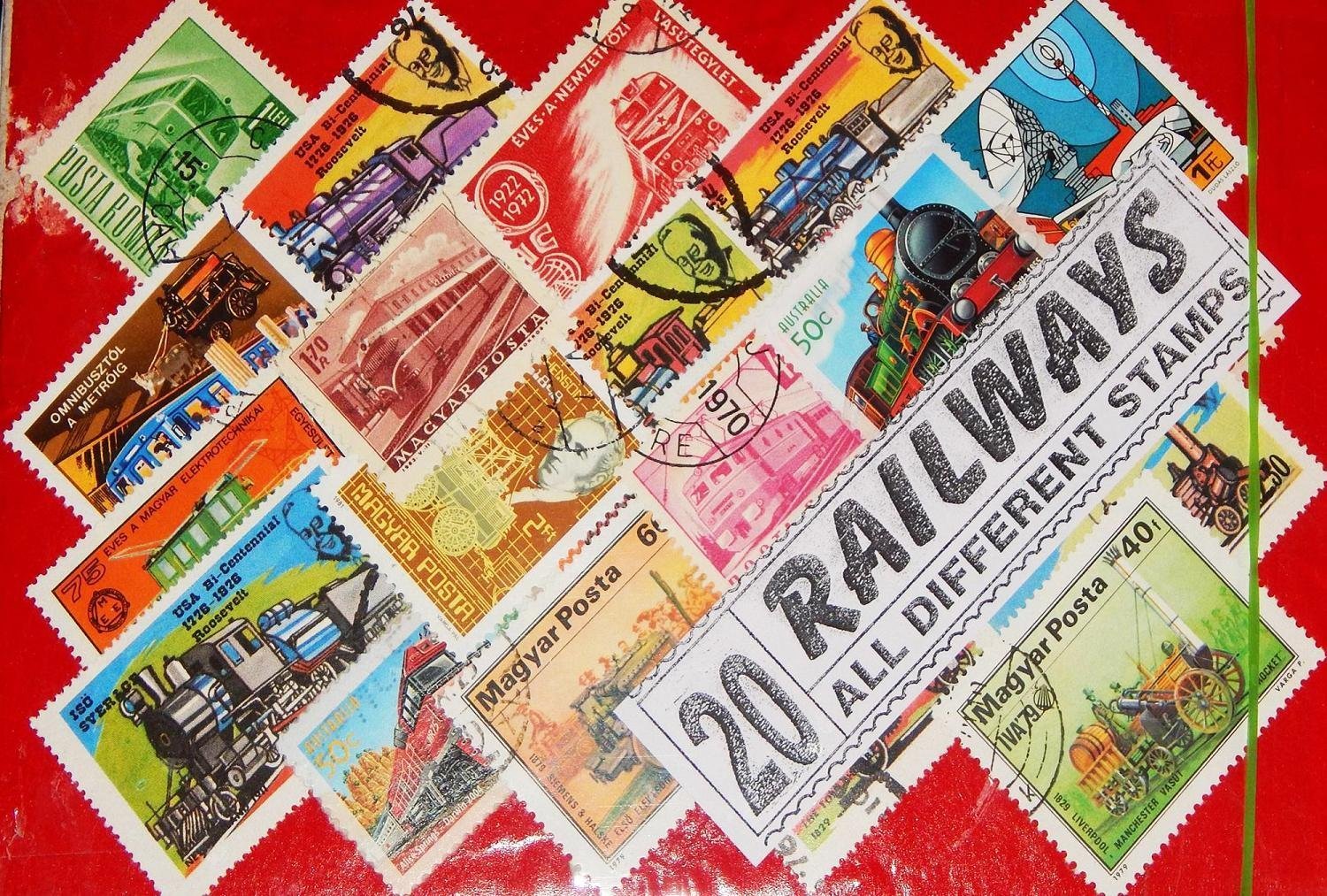 IHC 25 Different Railways Theme World Commemorative Stamps Rare Collection Lot, All Large
