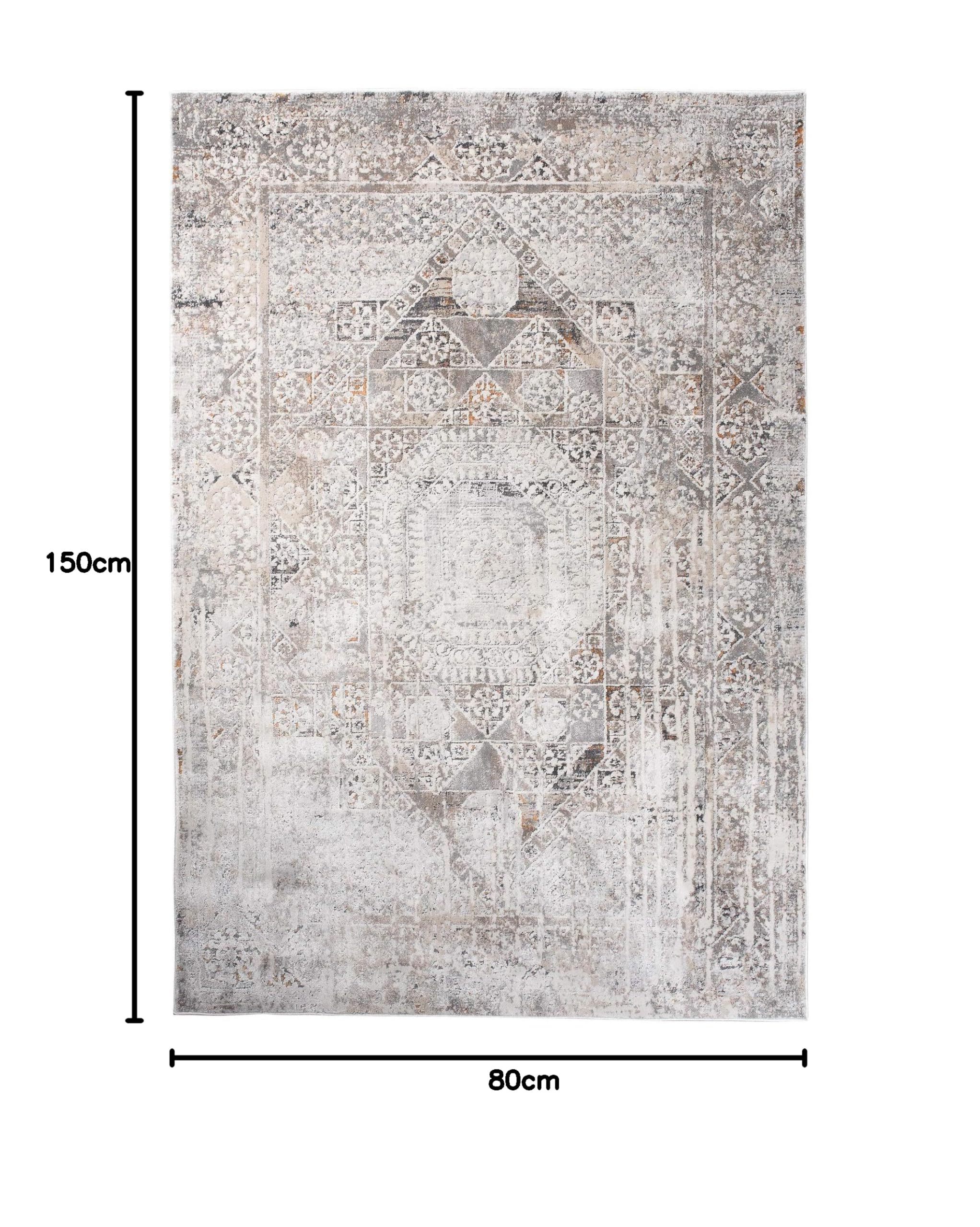 Tapiso Feyruz dywan z krótkim włosiem, jasnoszary, nowoczesny ornament, kwiatowy design, vintage, do salonu, sypialni, Ökotex 80 x 150 cm