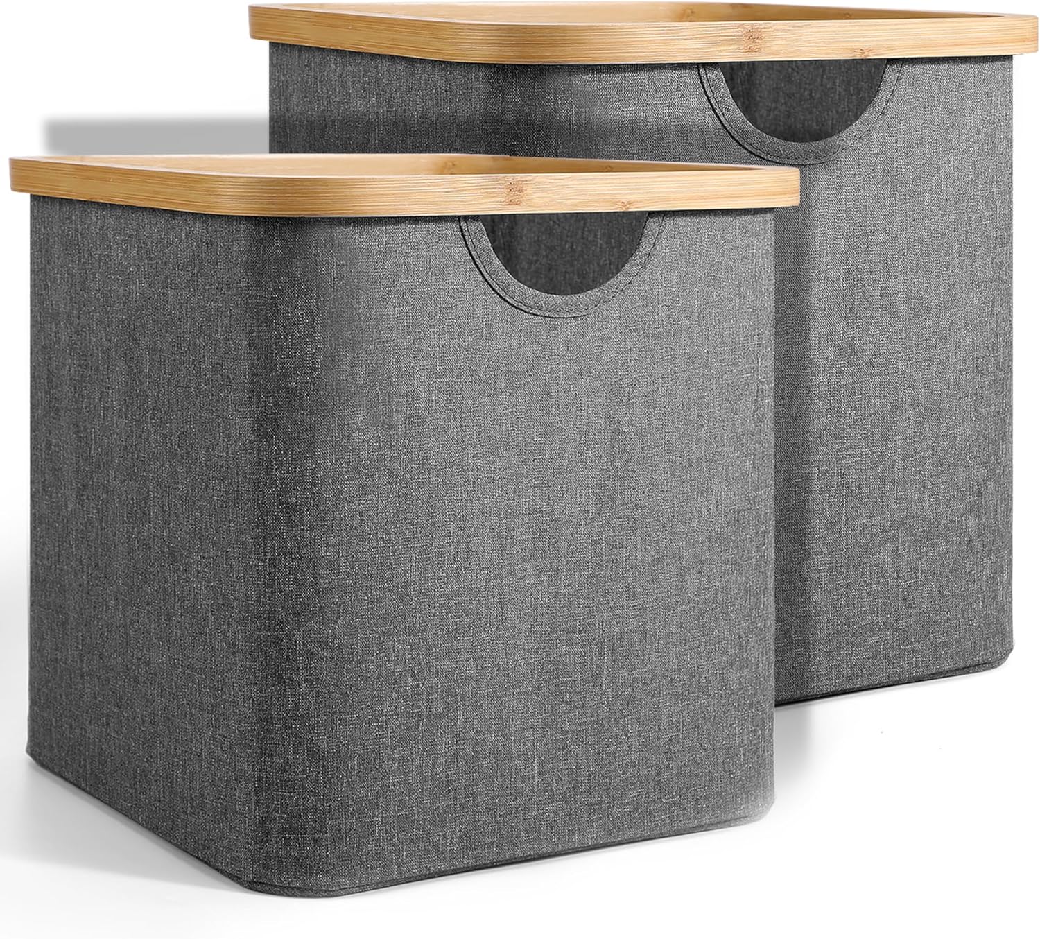 Cube Storage Bin 12 Inch -2 Pack,Collapsible Cube Storage Organizer with Handles,Fabric Storage Bins for Cubes Storages,Square Baskets for Organizing,Storage Bins for Shelve Grey-2pcs