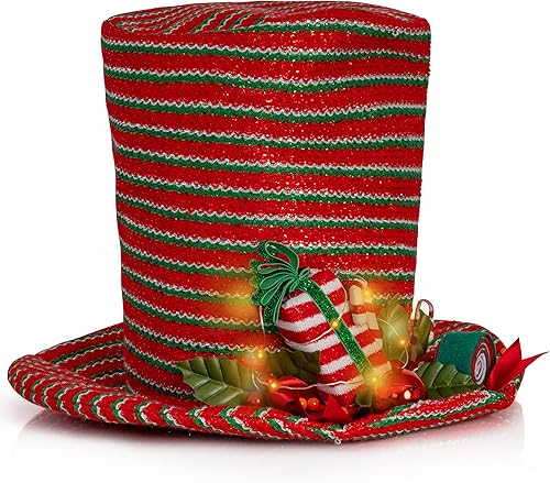 Ornativity Sombrero de muñeco de nieve para árbol – Decoración de muñeco de nieve iluminado para vacaciones de invierno, decoración de Navidad,
