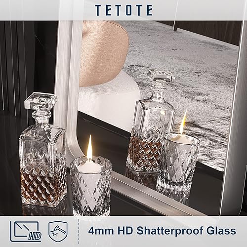 Miniatura 291 de TETOTE Espejo de 60 x 36 pulgadas para baño, espejo de tocador dorado de latón cepillado, espejo de pared grande rectangular con marco de metal Oro