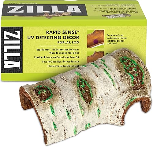 Zilla Rapid Sense - Decoración de terrario de reptil para mascotas detección de rayos UV tronco de álamo mediano