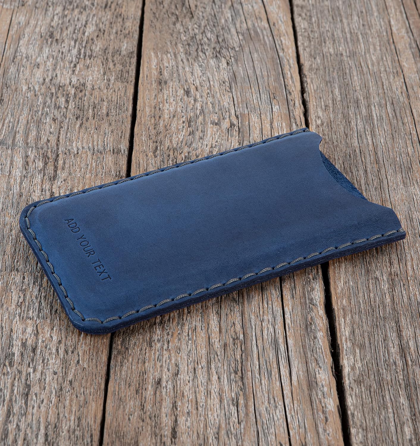 Hand stitched leather sleeve for iPhone, personalized case