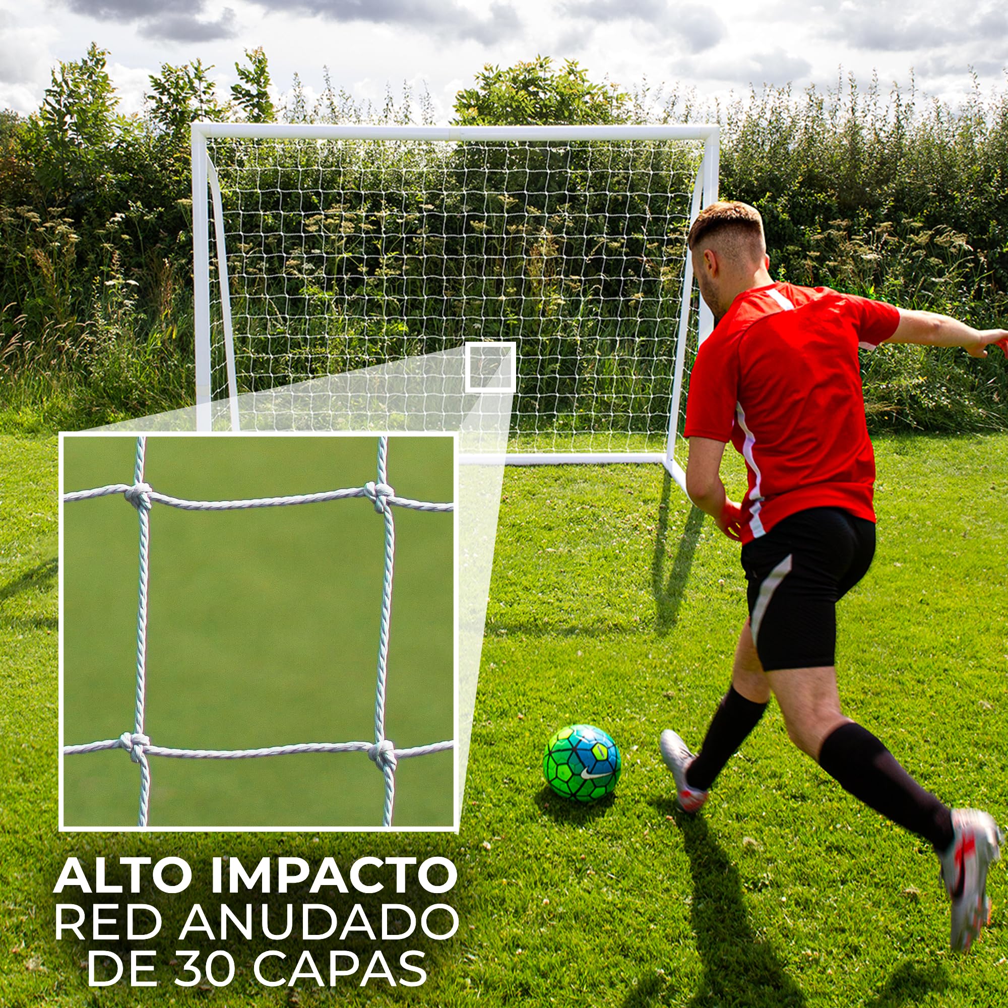 Porterías de Fútbol Impermeables Plegables Portátiles con Estuche Transporte y Hoja Objetivo de 5 Agujeros Puntería Equipo Entrenamiento Fútbol Red GOL Fútbol Interior Exterior Montaje Rápido