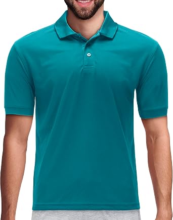 Premium Wear Mens Polo T-Shirt, High Moisture Wicking Dry Fit Performance Short-Sleeve Polo T-Shirt w Collar for Golf Tennis