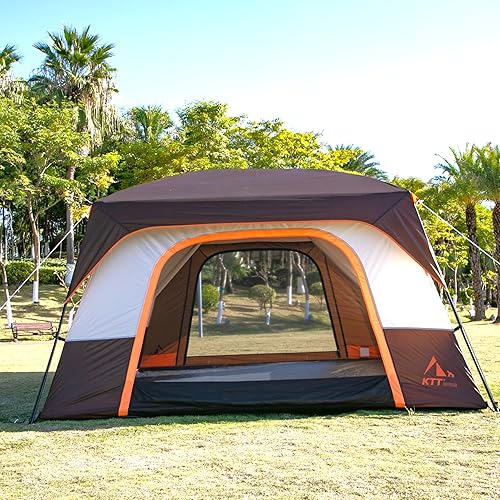 Miniatura 4 de KTT Extra Large Tent 10-12-14 Person(B),Family Cabin Tents,2 Rooms,3 Doors and 3 Windows with Mesh,Straight Wall,Waterproof,Double Layer,Big Tent