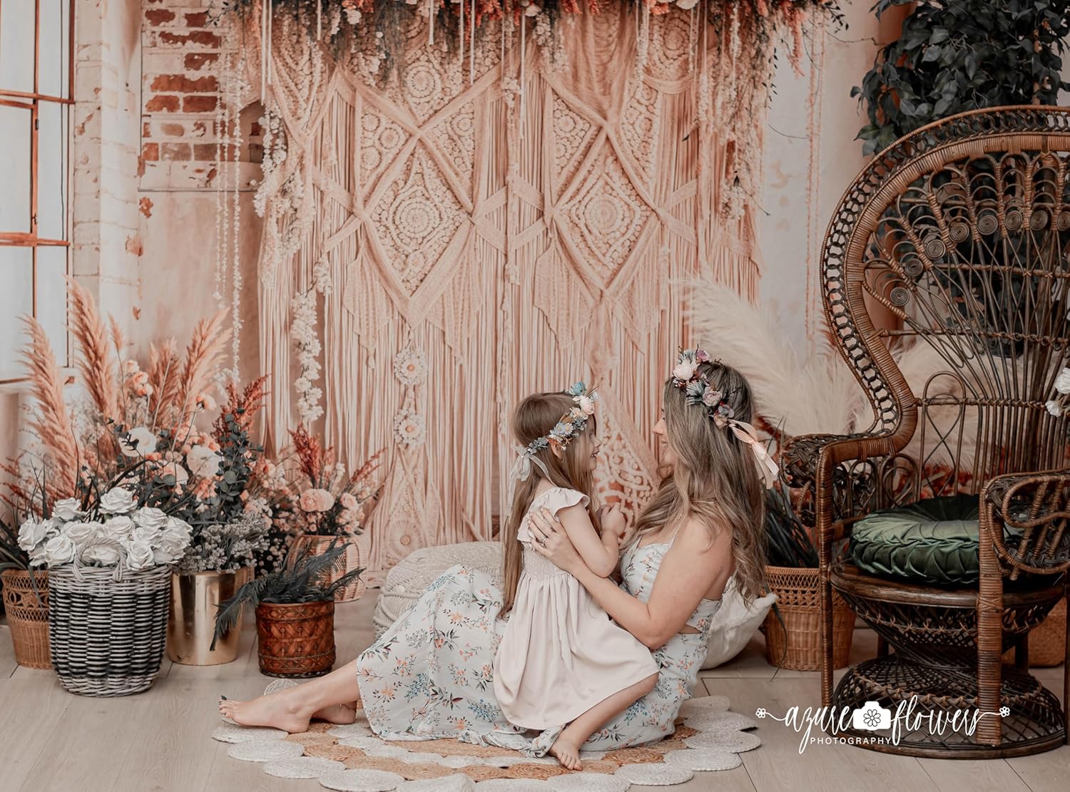 Kate 10x10ft/3x3m Boho Backdrop Floral Brick Wall Interior Decoration Digital Printed Cloth Background Photo Studio Props