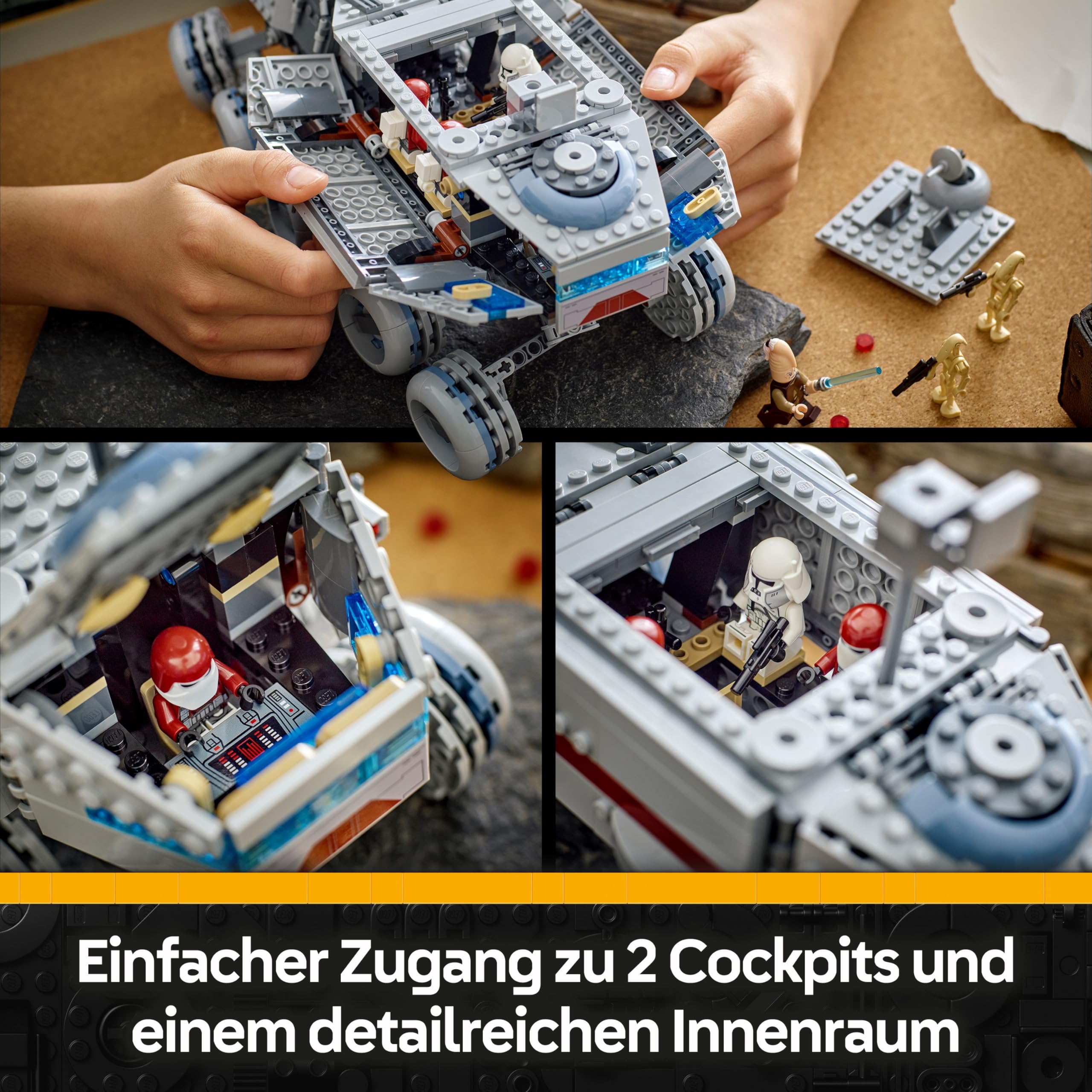 LEGO Star Wars: The Clone Wars Republikanischer Juggernaut - Spielzeug mit Transportfahrzeug - Bauset mit Lichtschwert - Kreatives Spielzeug für Kinder und Erwachsene Fans - 75413