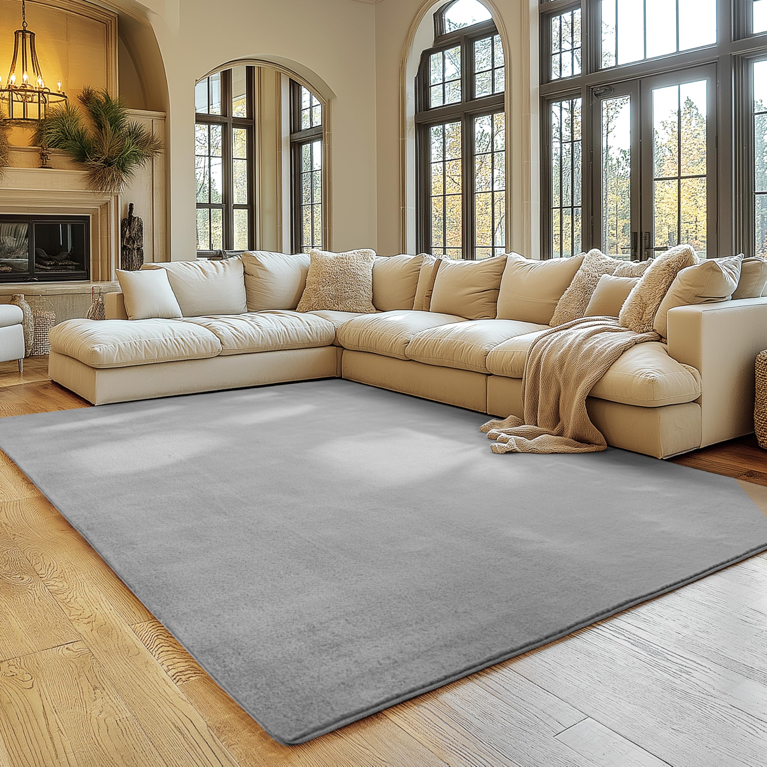 SIMPEX Teppich Wohnzimmer Kurzflor Teppich Waschbar, rund, rutschfest & weich, modernes einfarbiges Design für Wohnzimmer, Schlafzimmer, Küche & Kinderzimmer.