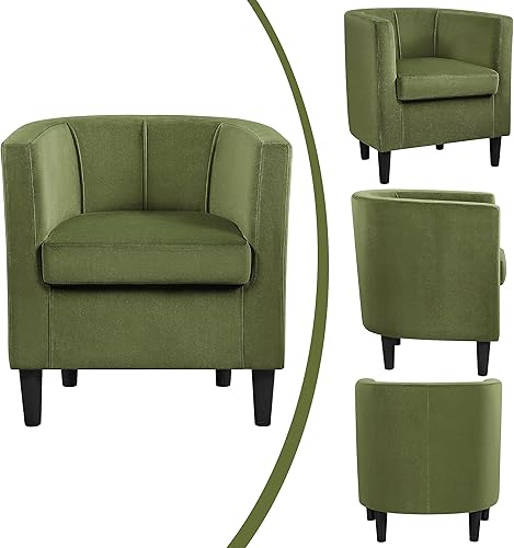 Miniatura 23 de Topeakmart Silla de club de terciopelo, estilo elegante, sillón tapizado para sala de estar, recepción, dormitorio, gris Gris,Beige,Azul,Verde