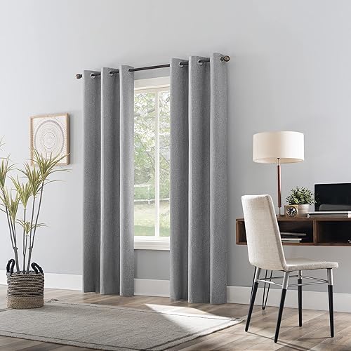 Miniatura 6 de Sun Zero Tulare - Cortina opaca térmica con ojales y textura completa, 40 x 63 pulgadas, color gris