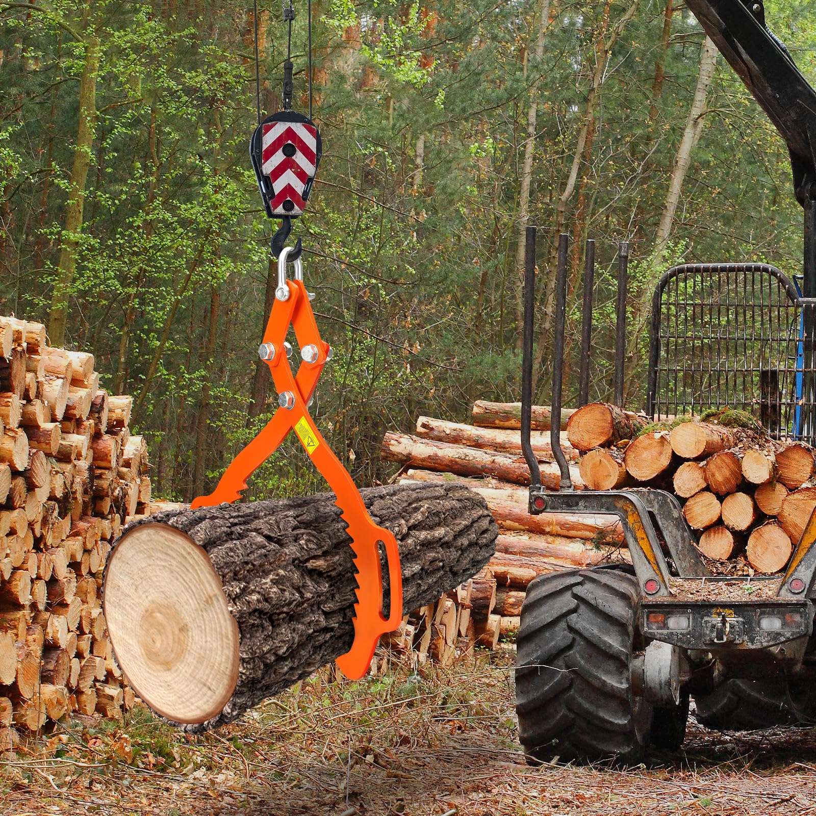 21" Pinza per Tronchi di Legno, Pinza Forestale per Tronchi a 700 kg con Presa Morbida per la Raccolta di Legna da Ardere, il Sollevamento di Ceppi e Legname