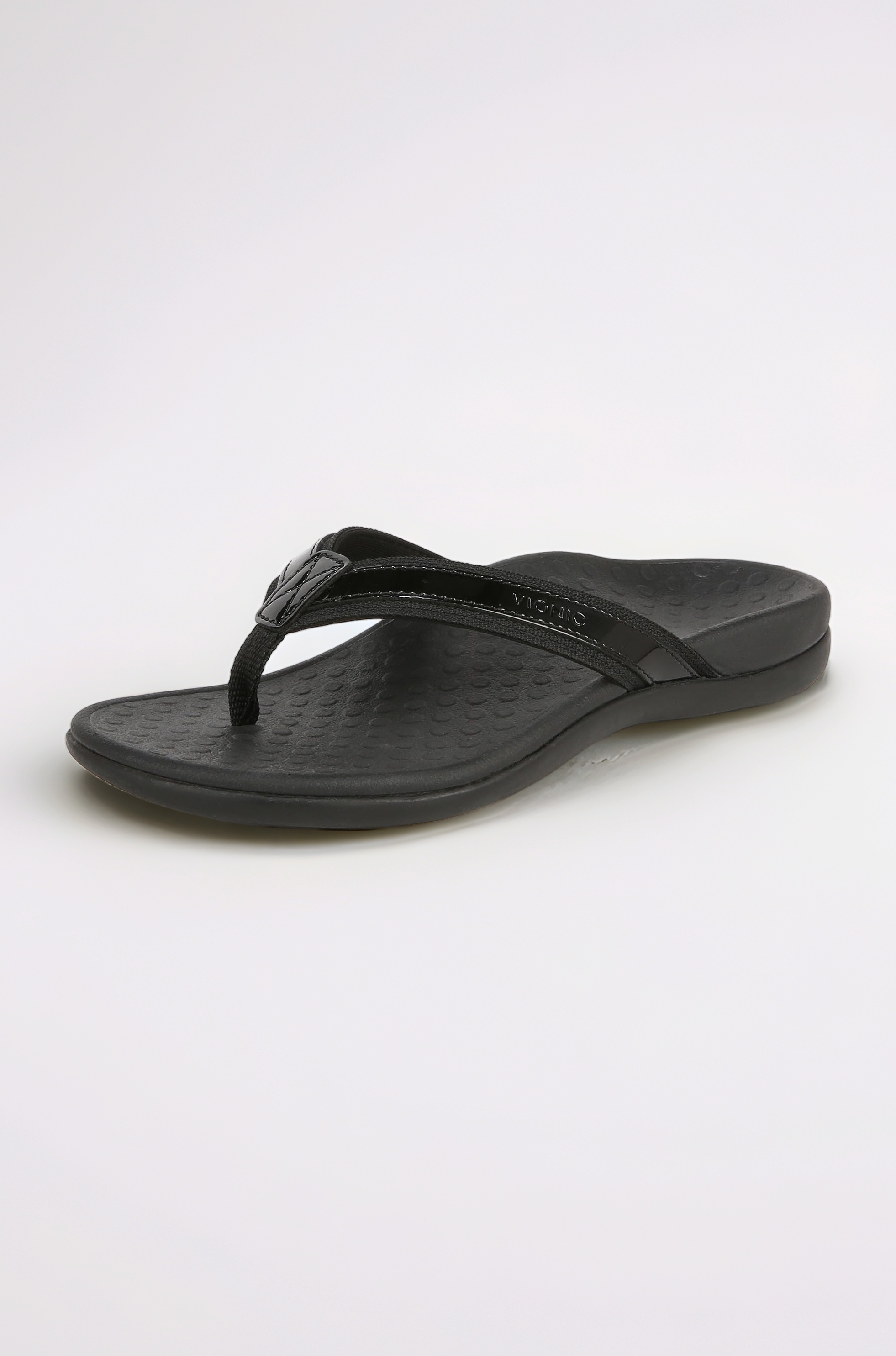 Islander Toepost Women Leather & Textile Black Slipper Sandal (279-173440)