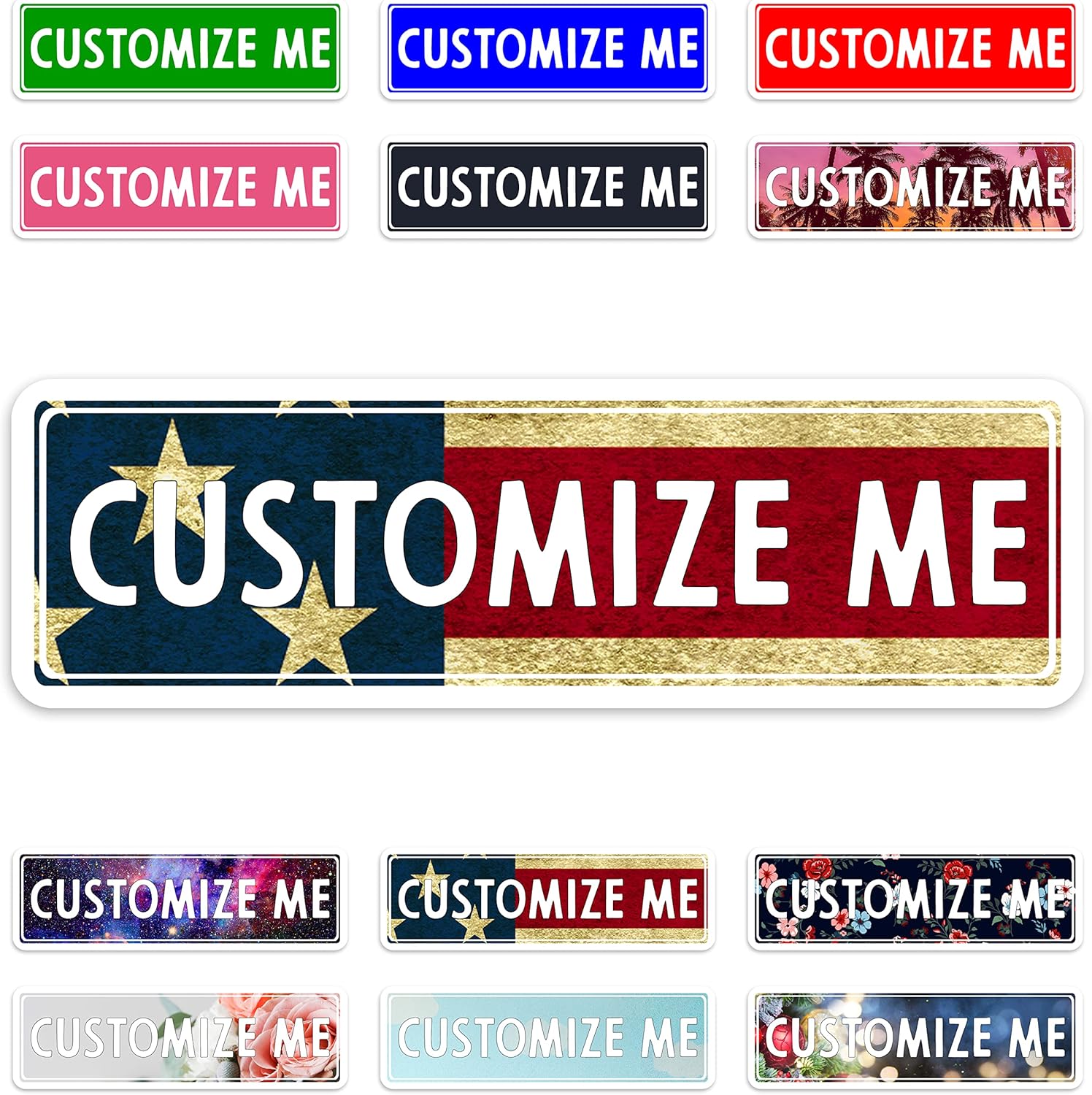 Custom 'Add Your Text' Personalized Road Sign - Aluminum Sign, 13 1/2" x 4" American Flag