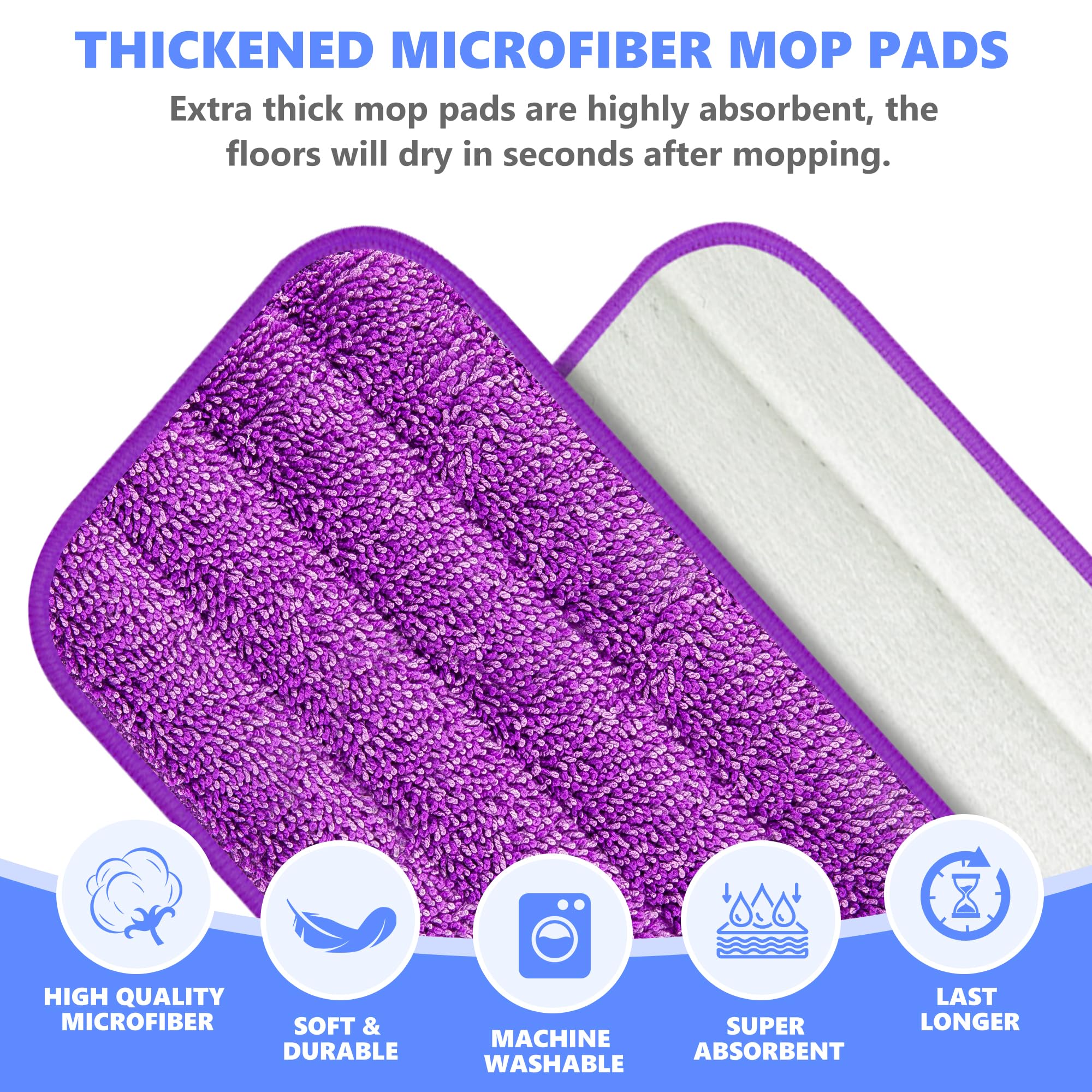 Almohadillas de repuesto reutilizables para fregona compatibles con Swiffer PowerMop, recambios de mopa eléctrica de microfibra, lavables a máquina, almohadillas de repuesto para fregona de madera