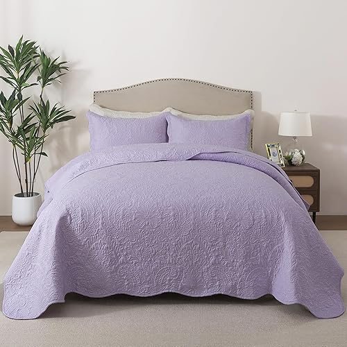 Miniatura 19 de HoneiLife Colchas de tamaño Queen de gran tamaño de 110 x 106 pulgadas, juego de ropa de cama tamaño Queen de 3 piezas, cubrecamas reversibles,